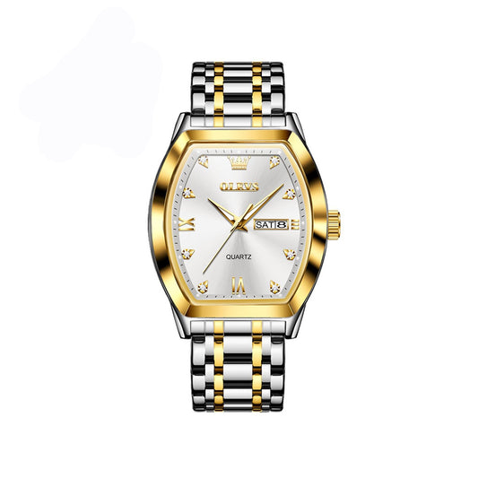 Olevs 5528 New Exclusive Design Quartz Watch For Men - Silver & White