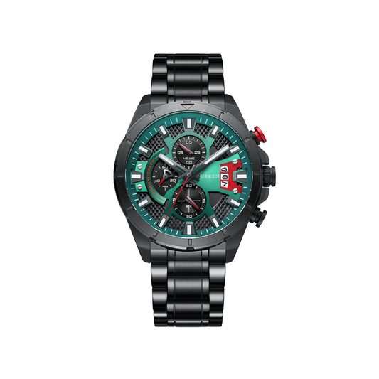 CURREN 8401 Stainless Steel Wrist Watch for Men - Black & Green