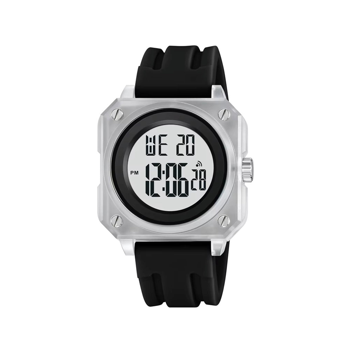 SKMEI 2488 Multifunctional Digital LED Display waterproof Sports Men watch- Black & white