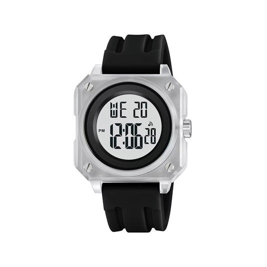 SKMEI 2488 Multifunctional Digital LED Display waterproof Sports Men watch- Black & white