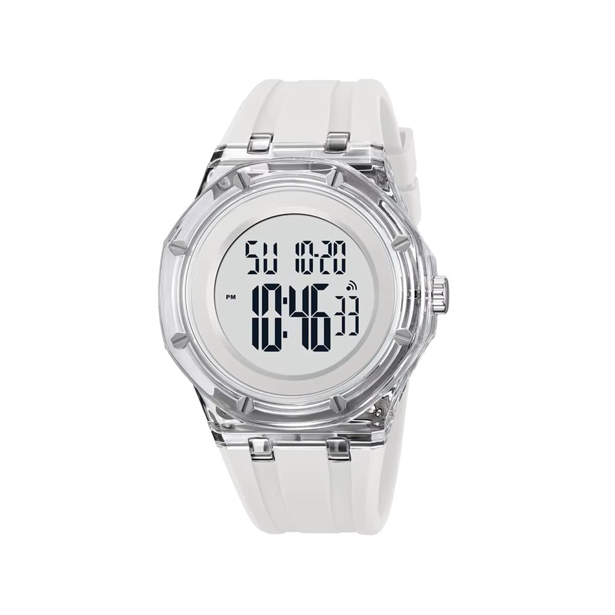 SKMEI 2489 Digital Watch Activity Silicone Strap Water Resist Chrono Calendar Sports Watch- White