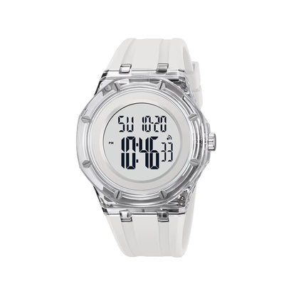 SKMEI 2489 Digital Watch Activity Silicone Strap Water Resist Chrono Calendar Sports Watch- White