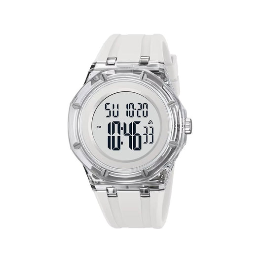 SKMEI 2489 Digital Watch Activity Silicone Strap Water Resist Chrono Calendar Sports Watch- White