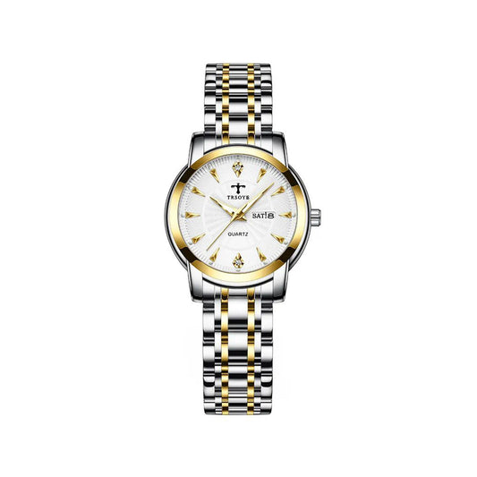 Trsoye 8801 Luxury Design Elegant Watch For Women-  Silver Gold