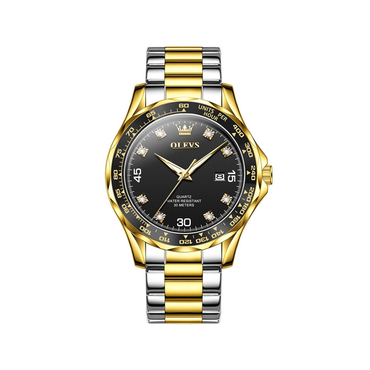 Olevs 9988 Fashion Business Quartz Watch For Men – Silver Gold & Black
