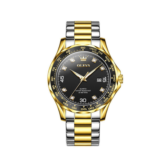 Olevs 9988 Fashion Business Quartz Watch For Men – Silver Gold & Black