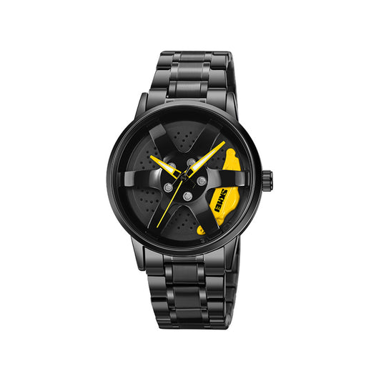 SKMEI 1787 Wheels Rolling Creative Quartz Watch for Men - Black & Yellow