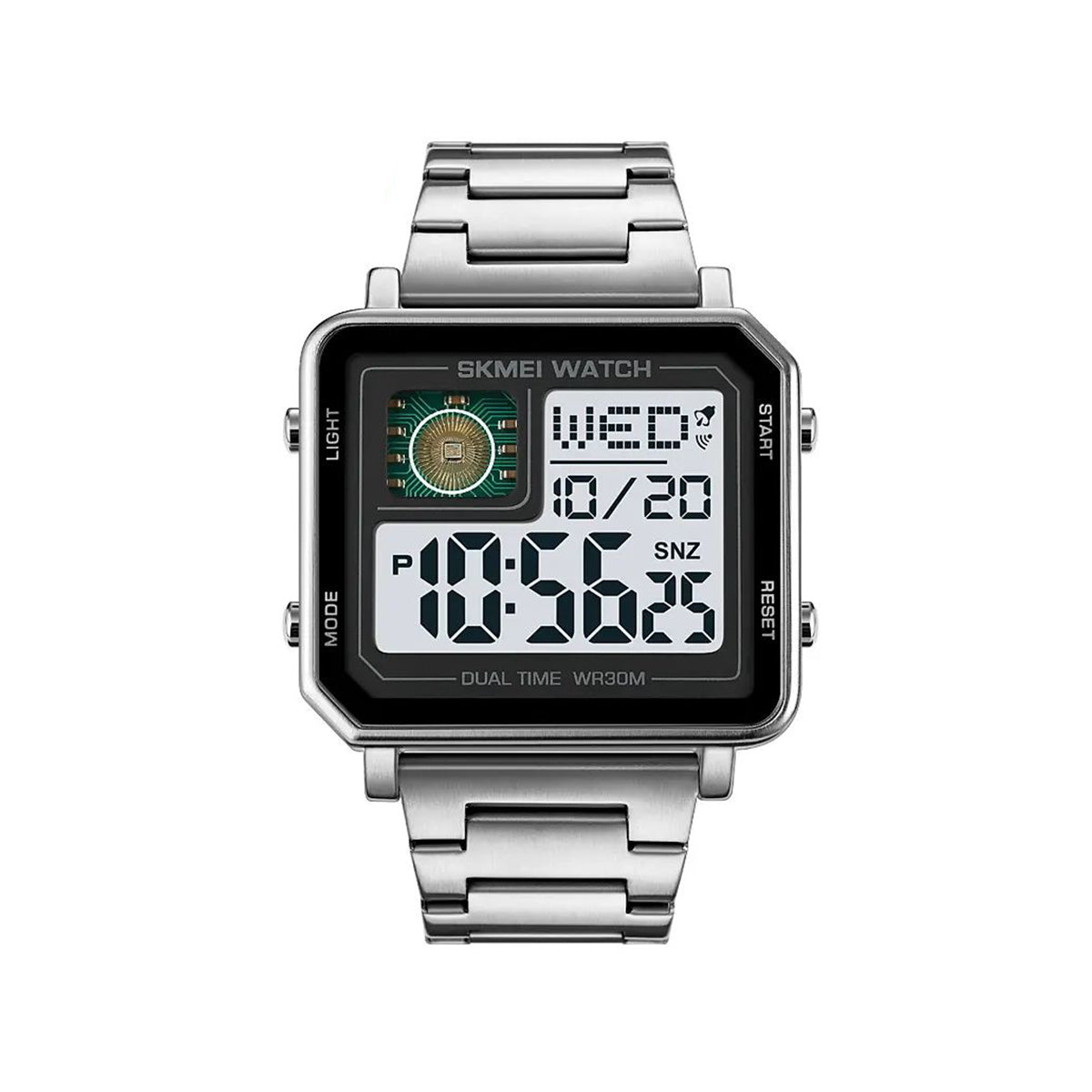 SKMEI 2033 LED Luminous Square Watch For Men - Silver