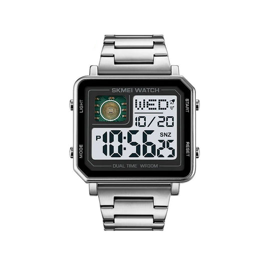 SKMEI 2033 LED Luminous Square Watch For Men - Silver