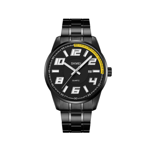 SKMEI 2088 Quartz Chain Watch For Men - Black & Yellow