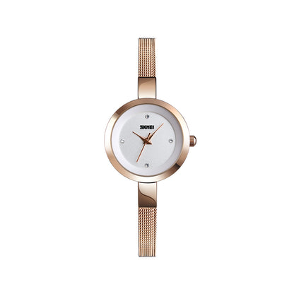 Skmei 1390 Luxury Stainless Steel Minimalist wristwatch for Women- Rose Gold