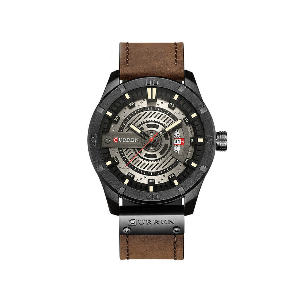CURREN 8301 PU Leather Quartz Watch for Men - Light Brown