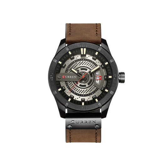 CURREN 8301 PU Leather Quartz Watch for Men - Light Brown
