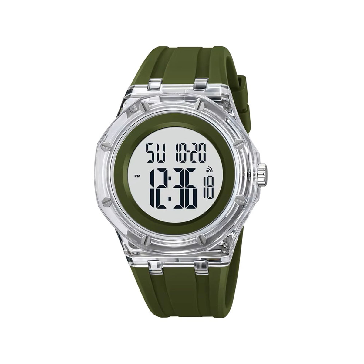 SKMEI 2489 Digital Watch Activity Silicone Strap Water Resist Chrono Calendar Sports Watch- Green