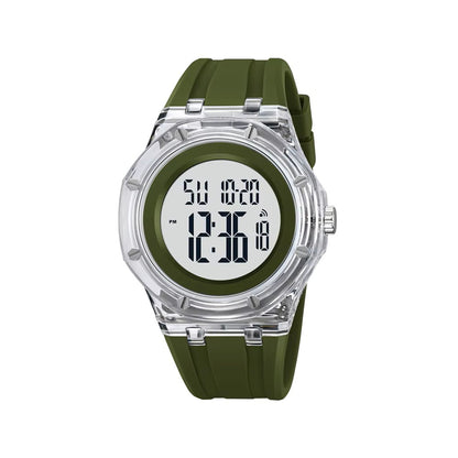 SKMEI 2489 Digital Watch Activity Silicone Strap Water Resist Chrono Calendar Sports Watch- Green