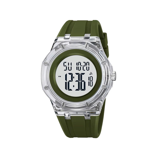 SKMEI 2489 Digital Watch Activity Silicone Strap Water Resist Chrono Calendar Sports Watch- Green