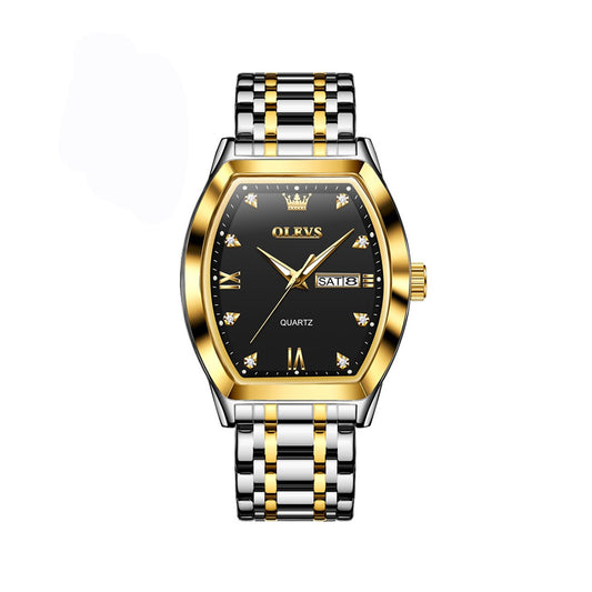 Olevs 5528 New Exclusive Design Quartz Watch For Men - Silver & Black