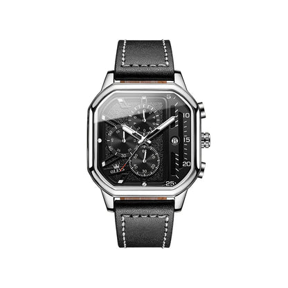 OLEVS 9950 skeleton design fashion custom Men's wristwatch- Black & Silver