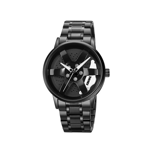 SKMEI 1787 Wheels Rolling Creative Quartz Watch for Men - Black & White