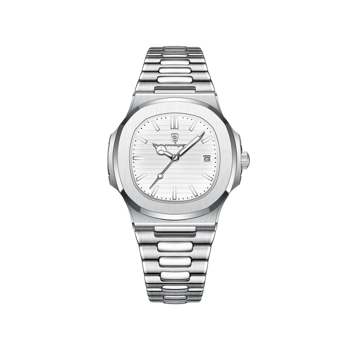 Poedagar 613 Business Quartz Luxury Stainless Steel Luminous Watch for Men- Silver Green