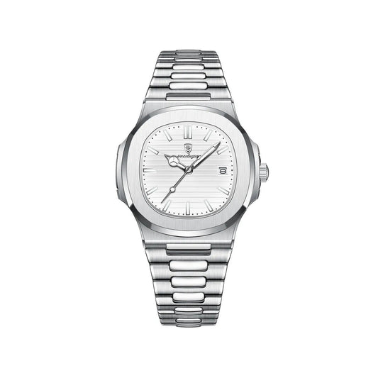 Poedagar 613 Business Quartz Luxury Stainless Steel Luminous Watch for Men- Silver Green