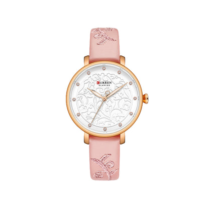 CURREN 9046 Creative Rhinestone Luxury Women Wristwatch- Pink