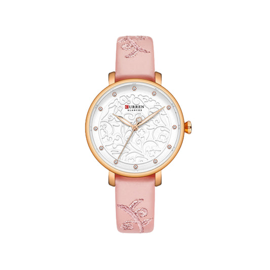CURREN 9046 Creative Rhinestone Luxury Women Wristwatch- Pink
