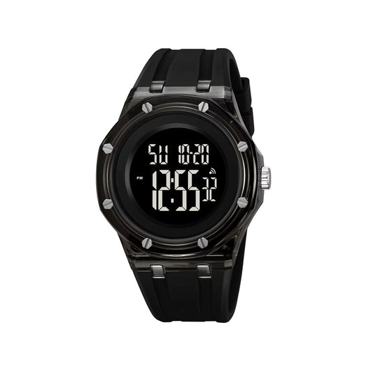 SKMEI 2489 Digital Watch Activity Silicone Strap Water Resist Chrono Calendar Sports Watch- Black