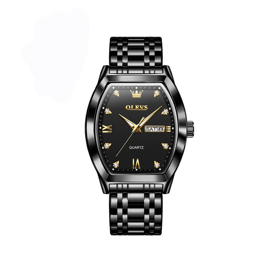 Olevs 5528 New Exclusive Design Quartz Watch For Men - Black