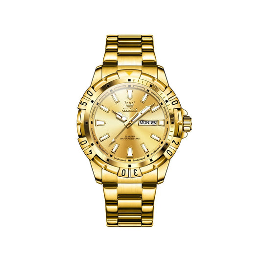 Olevs 5560 Stainless Steel Quartz Movement Watch For Men - Golden