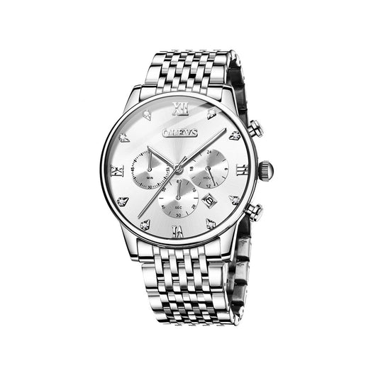 Olevs 2868 Stainless Steel Quartz Watch for Men - Silver