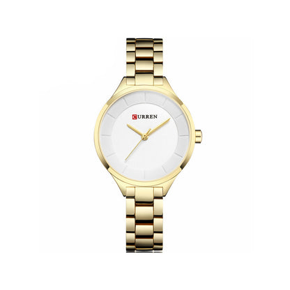 Curren C9015L Stainless Steel Analog Watch for Women - Gold & White
