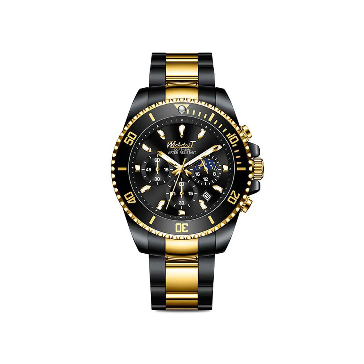 WISHDOIT 156 Luxury Brand Luminous Stainless Steel Wrist Watch for Men’s