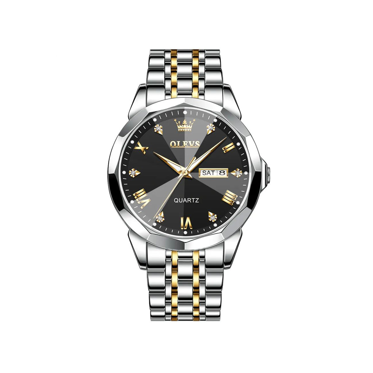 Olevs 9931 New luxury Fashion stainless steel imported quartz movement wrist-watch for Men- Silver & Black