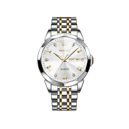 Olevs 9931 New luxury Fashion stainless steel imported quartz movement wrist-watch for Men- Silver Gold