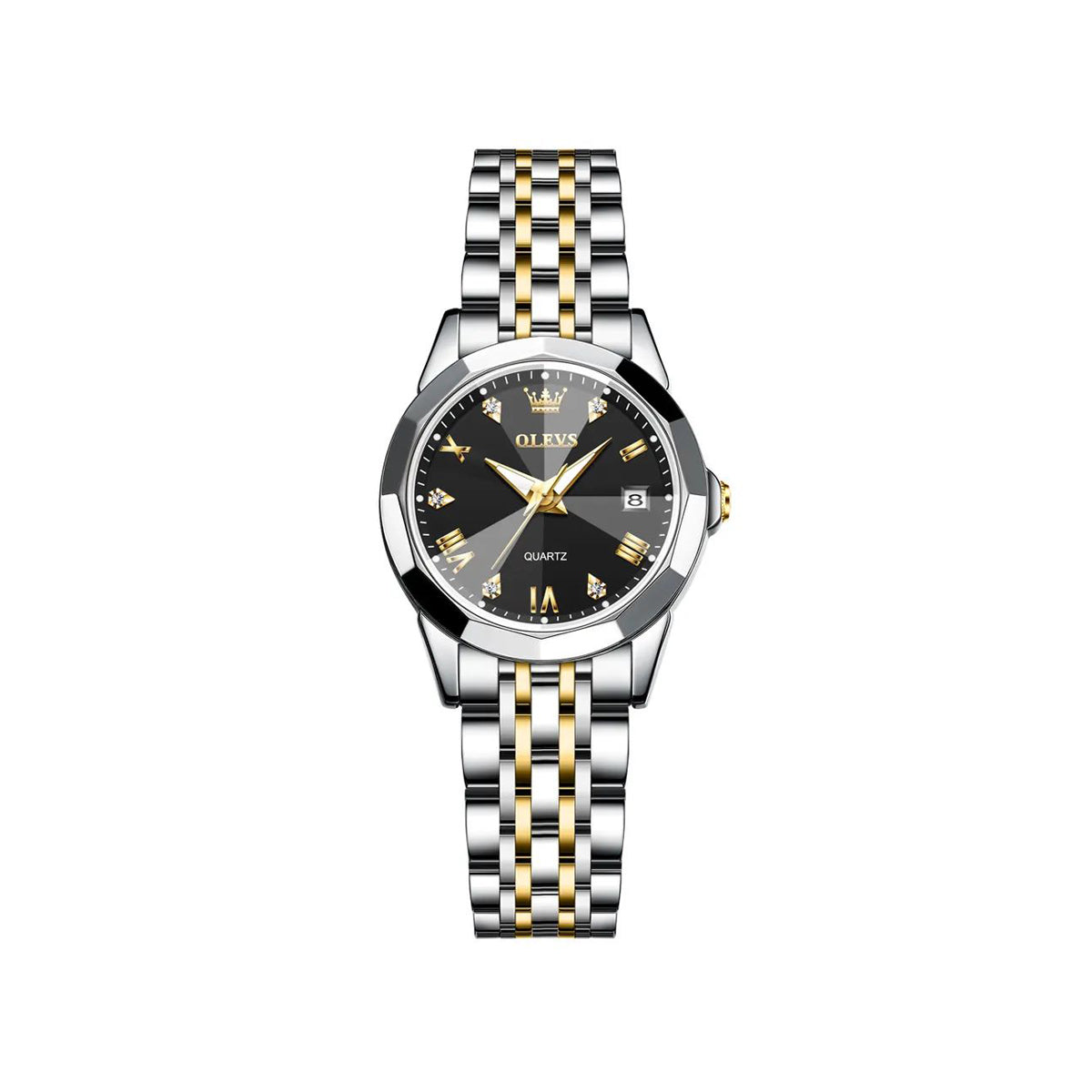 OLEVS 9931 Luxury Water-resistant women Quartz Wristwatch -Silver Black