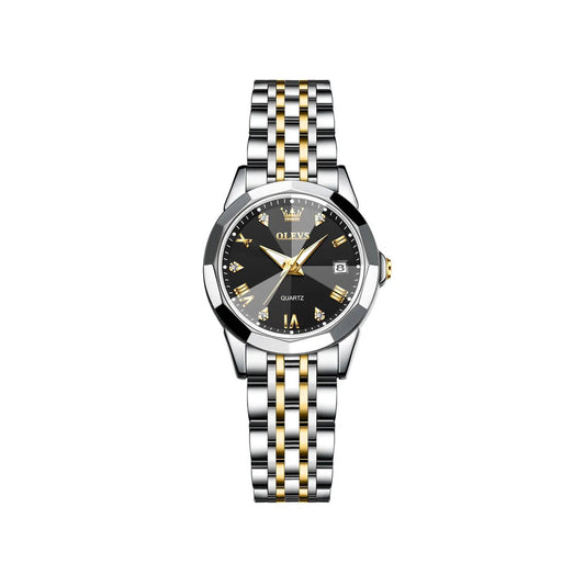 OLEVS 9931 Luxury Water-resistant women Quartz Wristwatch -Silver Black