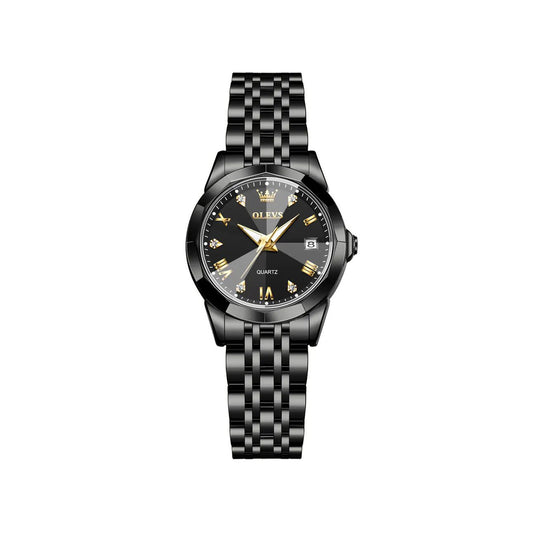 OLEVS 9931 Luxury Water-resistant women Quartz Wristwatch -Black