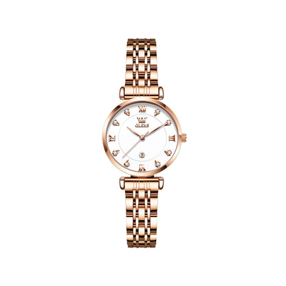 OLVES 5866 Luxury Fashion Quartz watch for women- Rose Gold & white