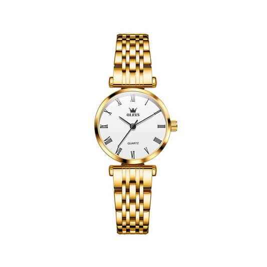 OLEVS 5596 Quartz Stainless Steel New Model Ladies Watch-Gold