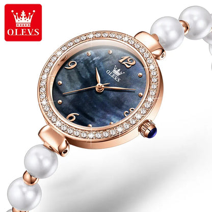 OLEVS 9968 Pearl Bracelet Luxury Ladies Watch-Blue