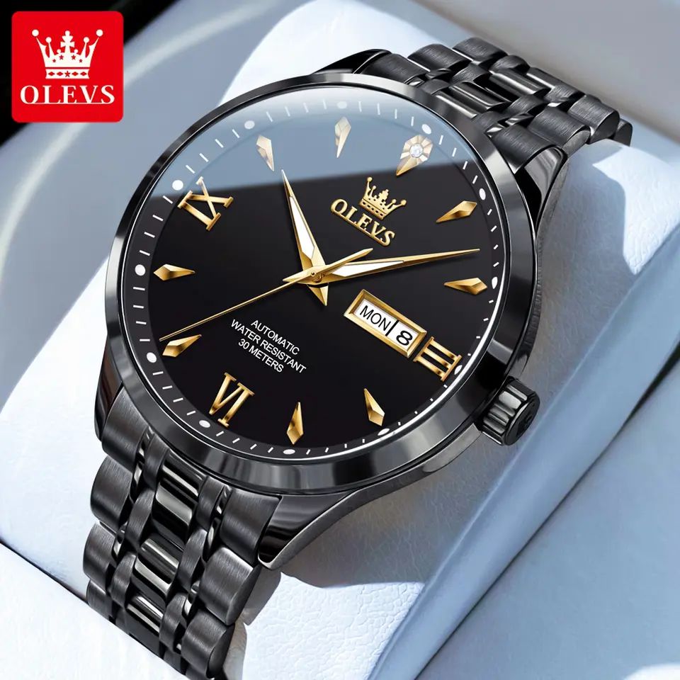 Olevs 9956 Automatic Watch for Men's- Black