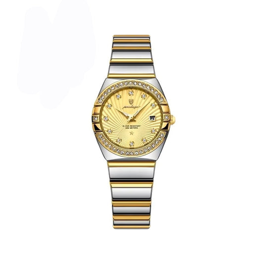 POEDAGAR 302 Luxury Luminous Stainless Steel Ladies Watch-Gold Silver