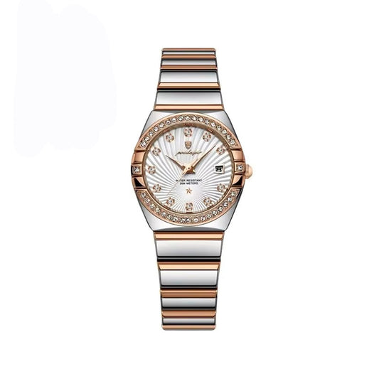 POEDAGAR 302 Luxury Luminous Stainless Steel Ladies Watch-Rose Gold White