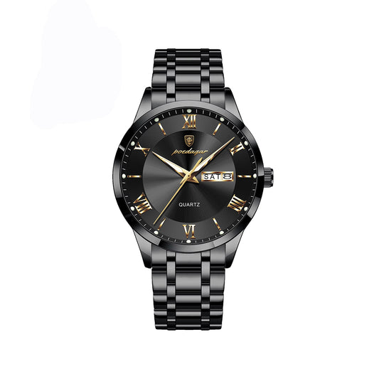 POEDAGAR 978 Business Quartz Men's Watch-Black