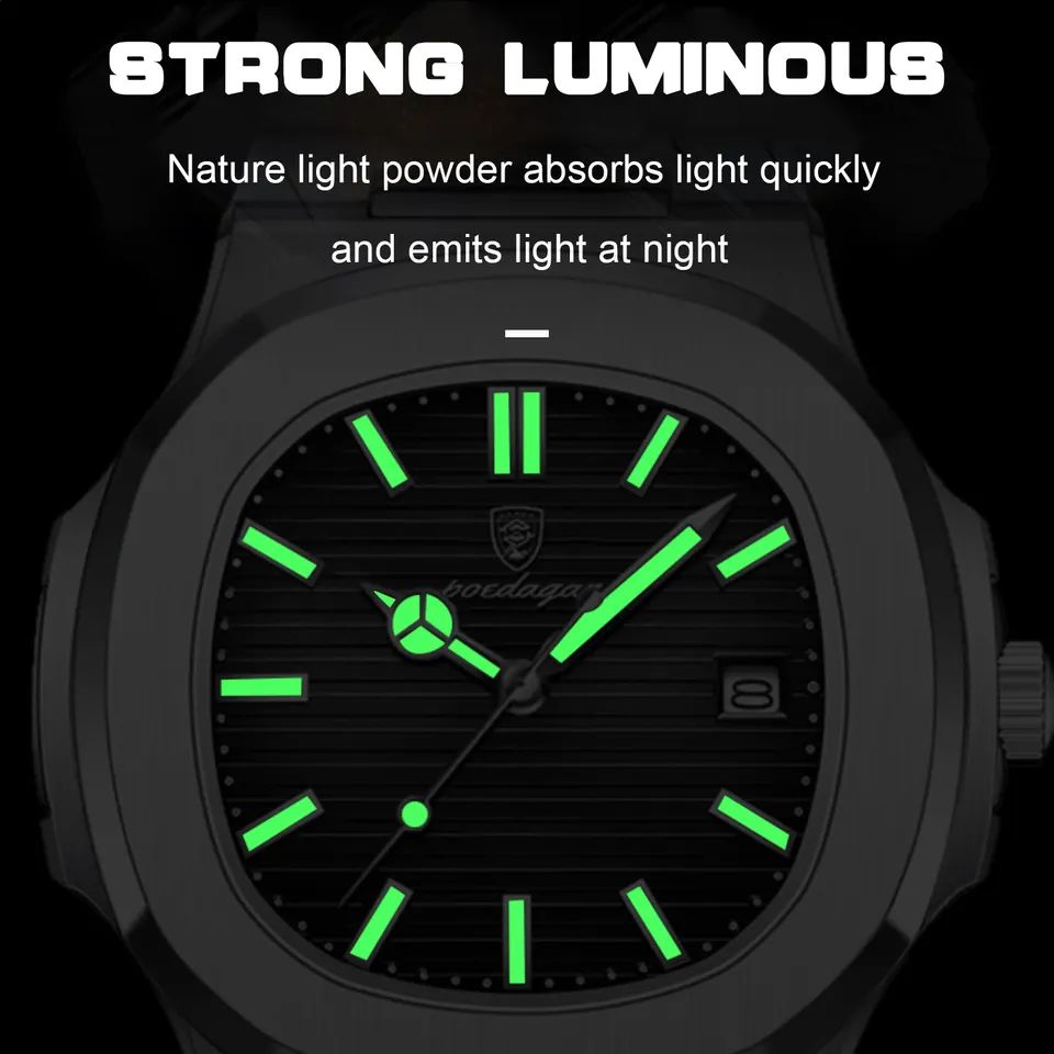 Poedagar 613 Business Quartz Luxury Stainless Steel Luminous Watch for Men- Silver Black