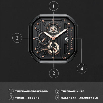 Poedagar 628 Quartz Leather Strap Minimalist Ultra thin Wrist Watches for Men’s- Black & Rose Gold