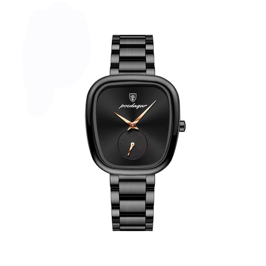 Poedagar 783 New Unique Design Stainless Steel Ladies Watch-Black