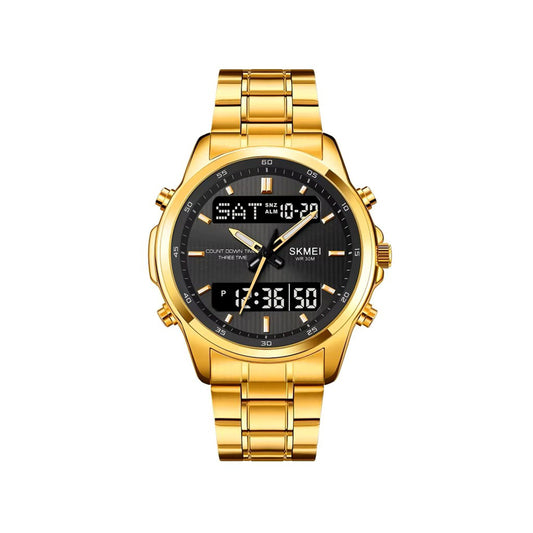 SKMEI 2049 Electronic Dual Display Quartz Watch For Men-Gold