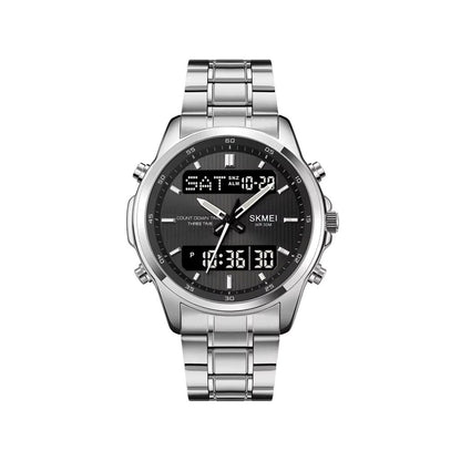 SKMEI 2049 Electronic Dual Display Quartz Watch For Men-Silver